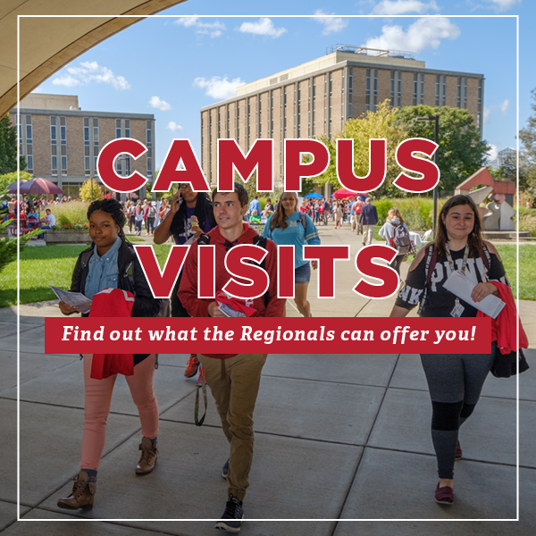 Campus Visits Find out what the Regionals can offer you! Image of students walking underneath the archway at the Hamilton Campus.