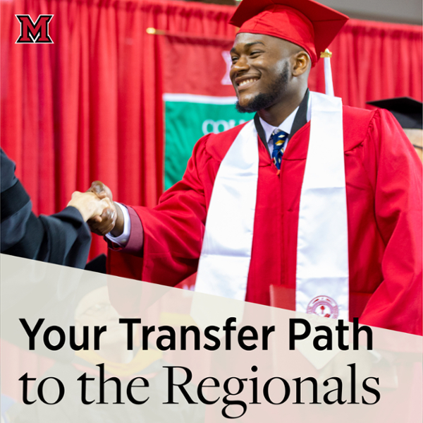 Your Transfer Path to the Regionals. A male at graduation shaking the dean's hand after receiving his diploma.