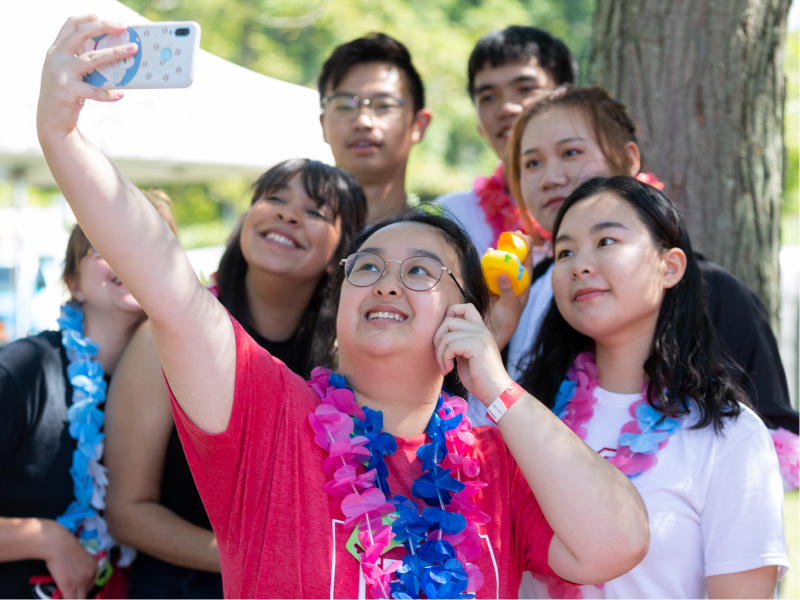 A group of students taking a selfie.