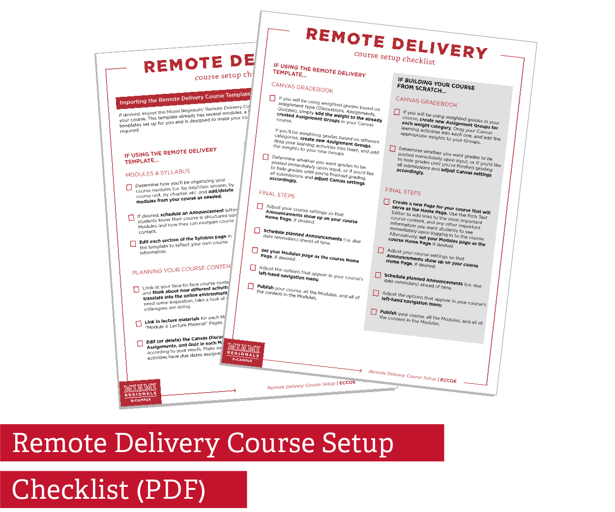 Remote Delivery Course Setup Checklist (PDF)