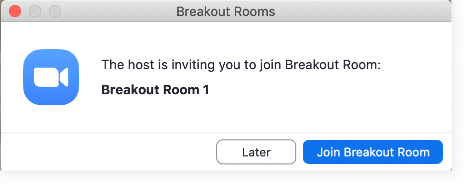 The prompt that participants will see to join a breakout room