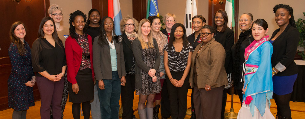 Students, facuty and staff celebrating global sisterhood