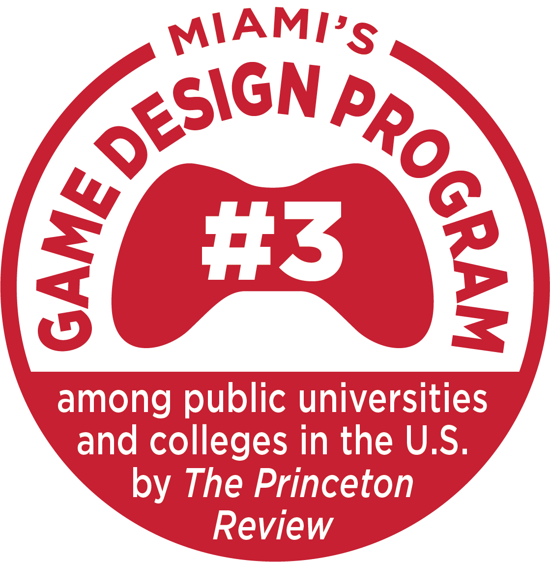Miami's game design program number 3 among public universities in the U.S. by the Princeton Review