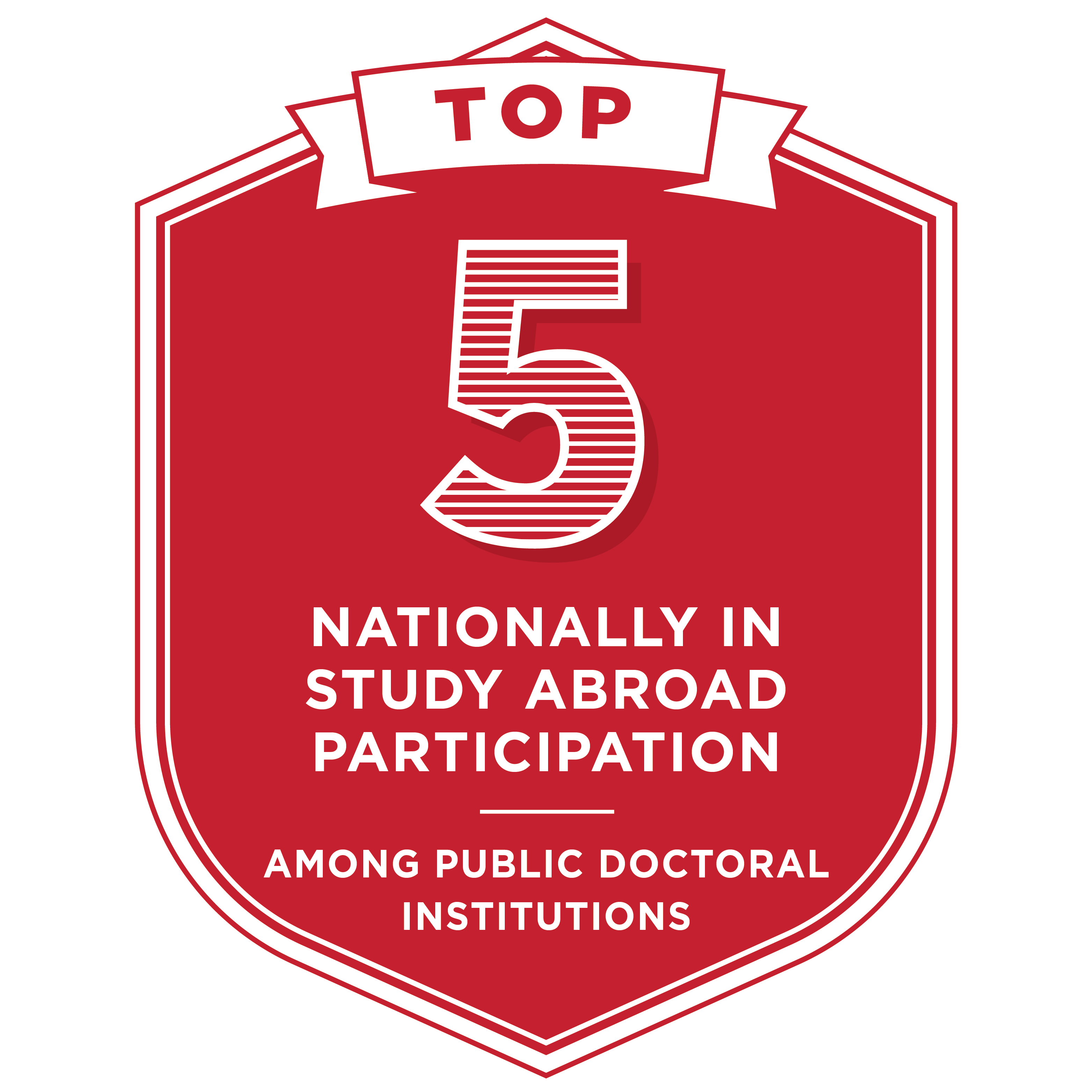 Top 5 nationally in study abroad participation among public doctoral institutions
