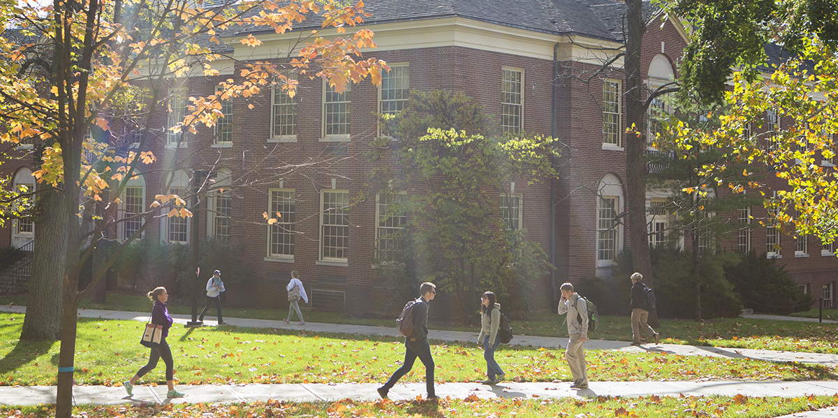  Students walking on campus