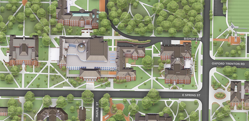  Campus map view of area surrounding the Armstrong Student Center 