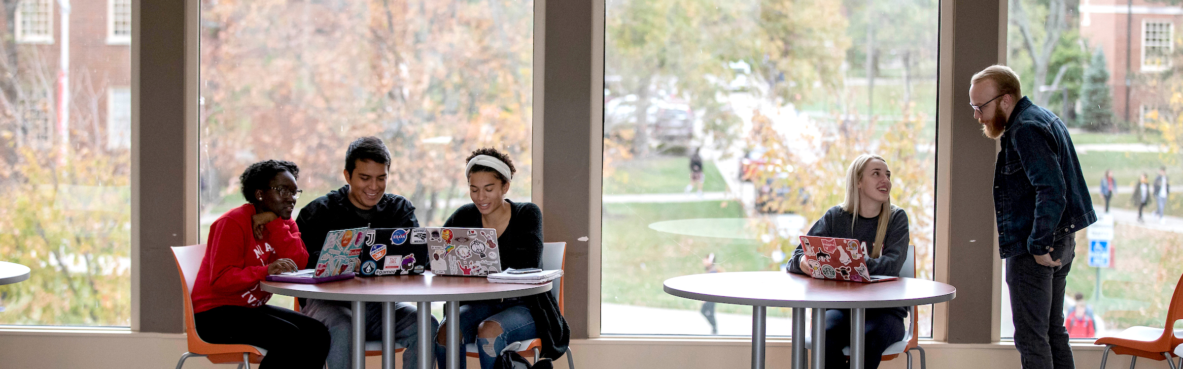 Students study in the Engineering building