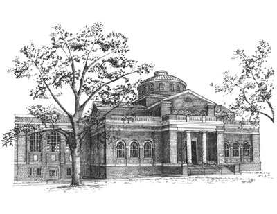 Pen and Ink Sketch of Alumni Hall
