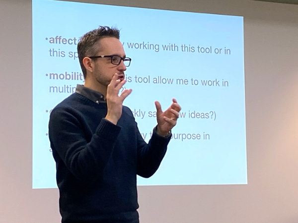 Tim Lockridge leads a workshop on Reimagining the Work of Writing Through Tools and Technologies