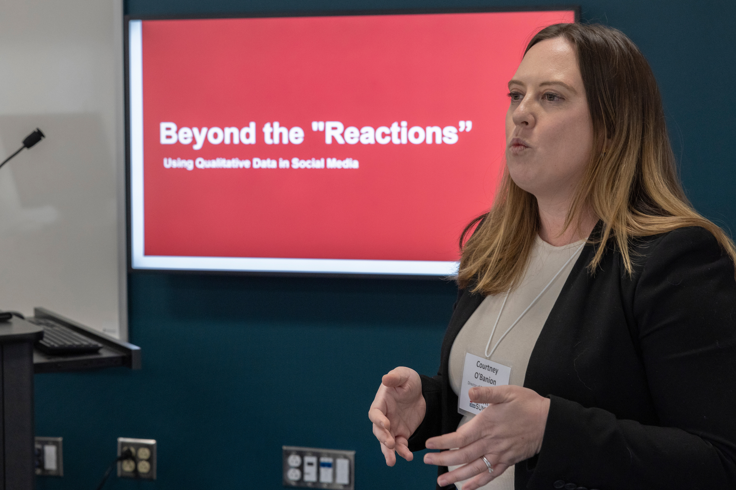 Courtney O'Banion presenting at the 2024 Data Summit
