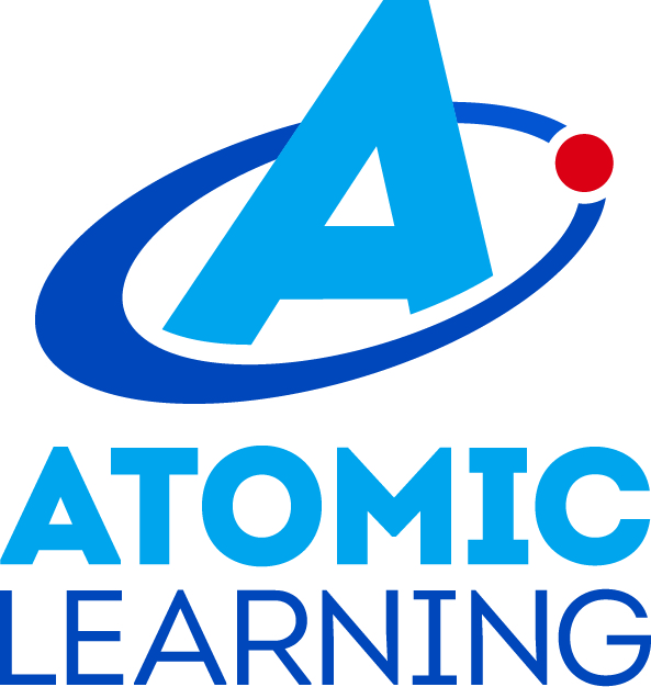 A large letter A with a circle around it and the words Atomic Learning stacked below it