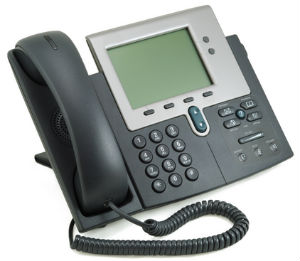 A Cisco 7941 desk phone