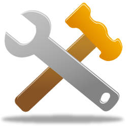 Hammer and wrench crossed graphic
