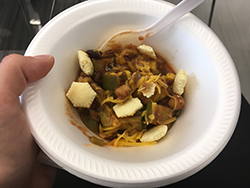 A delicious-looking bowl of chili.