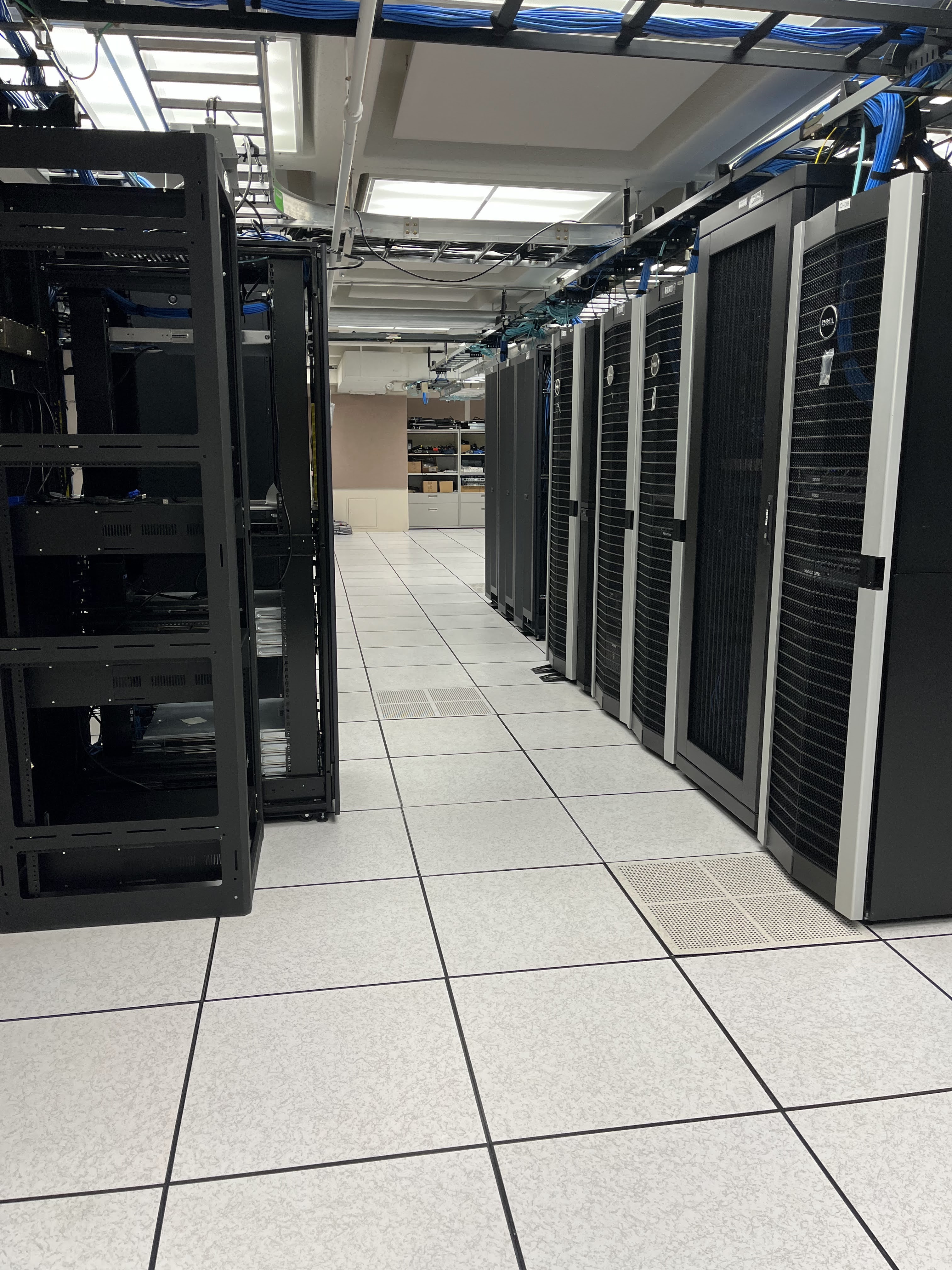 Racks of servers in Hoyt Hall data center