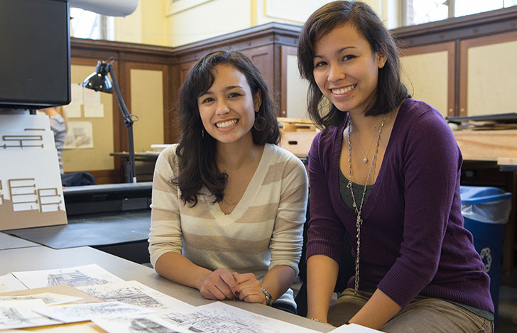 The Delgado sisters, Sophia (left) and Madelyn, created pen-and-ink sketches for the Great Seal book.