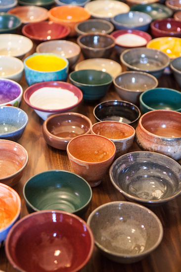 Photo of ceramic bowls made for an Empty Bowls event.