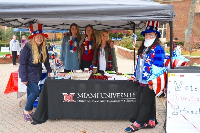 Students sign up during voter registration.