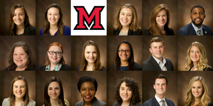 Seventeen students will receive the President's Distinguished Service Award on April 15. Pictured above are this year's recipients, appearing alphabetically left-to-right as identified below in a bulleted list.