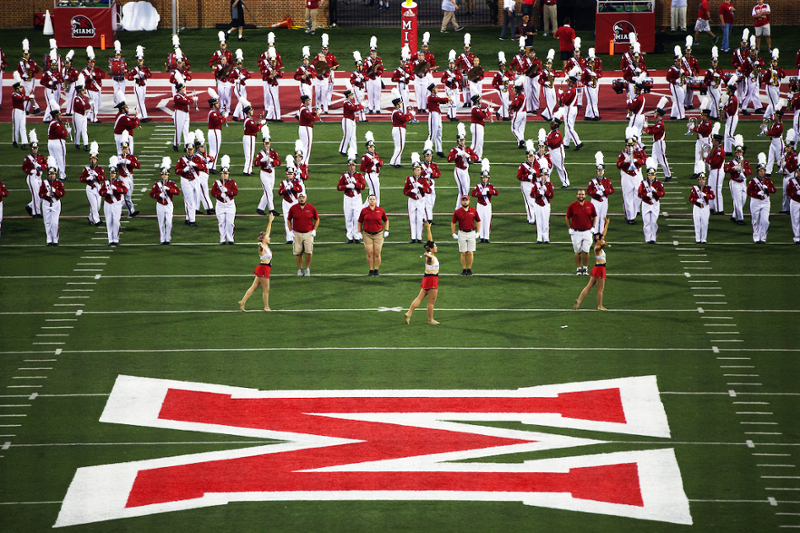 Marching band formation at Yager Field