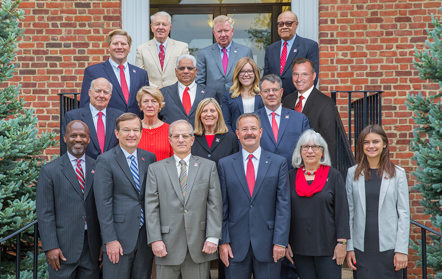 Miami University's board of trustees includes governor-appointed trustees, national trustees and two student trustees.