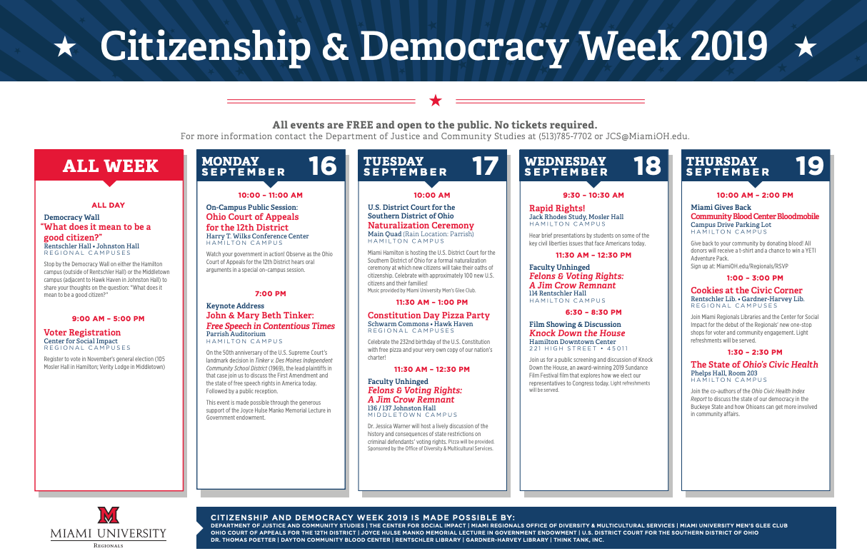 Naturalization Ceremony Locations And Schedule 2022 Miami Constitution Day, Citizenship And Democracy Week Celebrated Sept. 16-20 -  Miami University