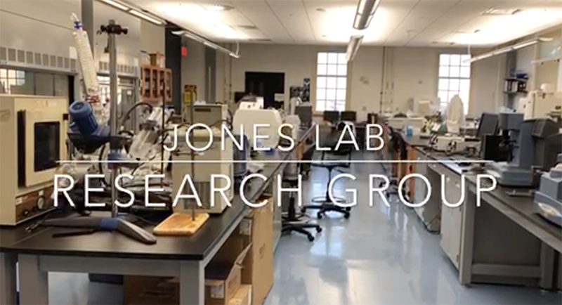 A laboratory scene overlaid with text Jones Lab Research Group