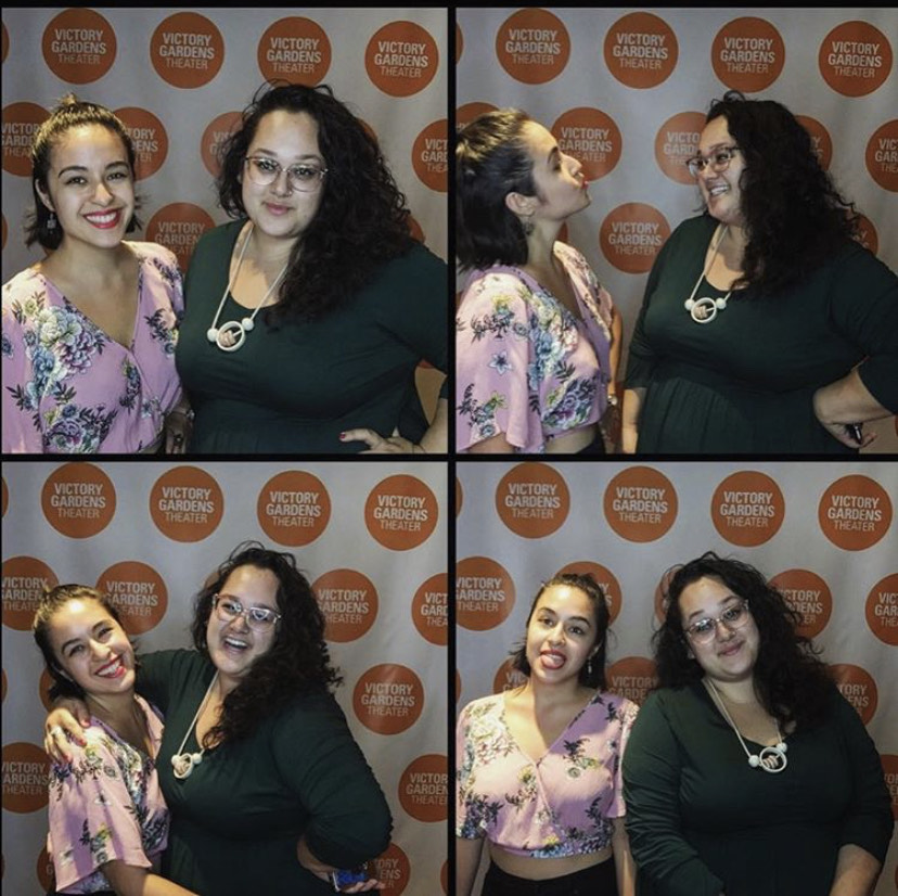 Chrisina Casano and Cara Hinh pose for a set of Photo Booth pictures at a conference for Asian American artists in Chicago.