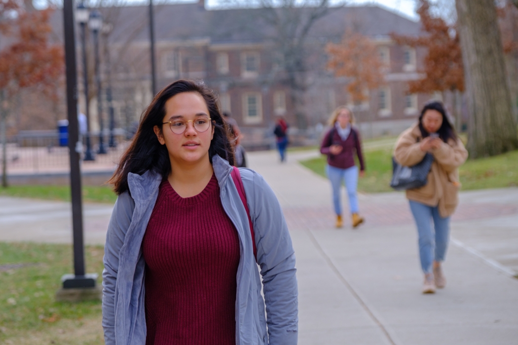 Addie walks through campus.