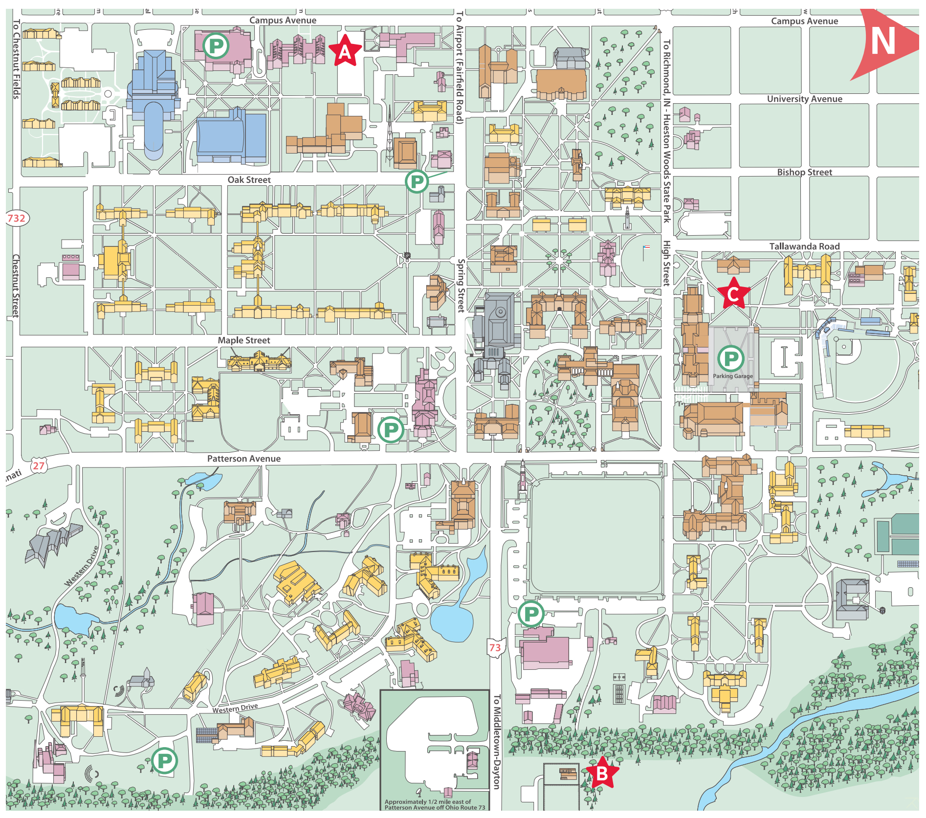 cartoon map of campus