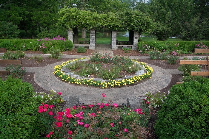 Formal gardens with flowers in bloom