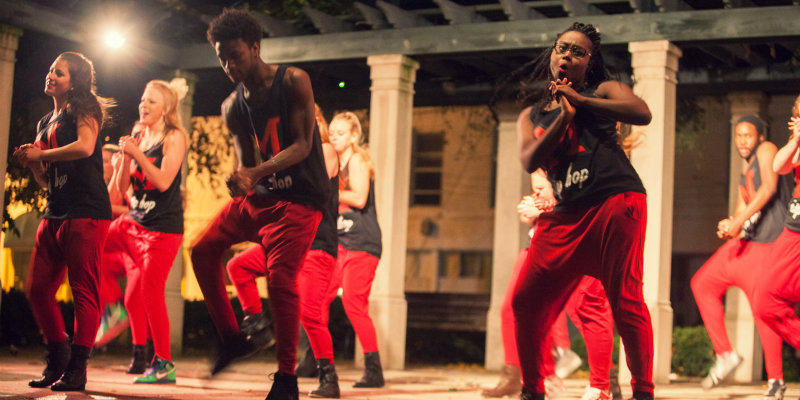 Hip hop dancers perform in uptown Oxford
