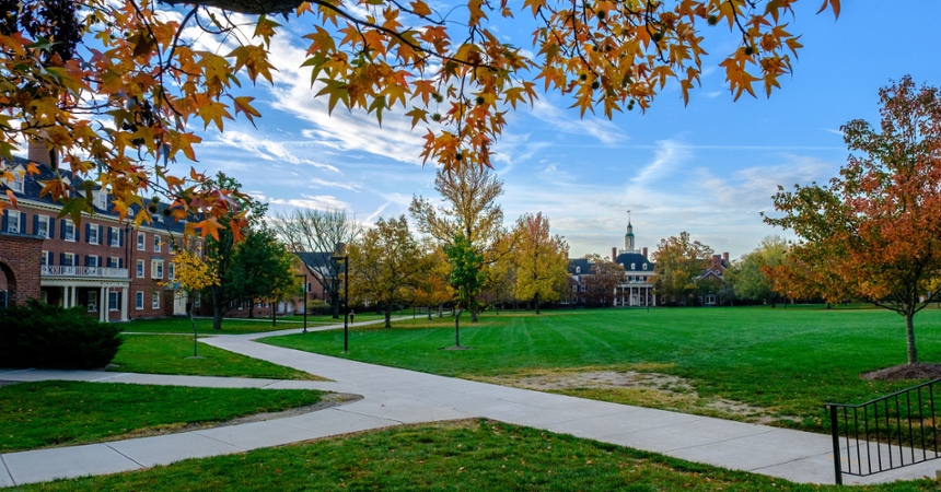  Distant view of McCracken Hall in autumn