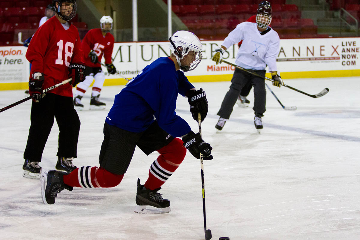 hockey players skating