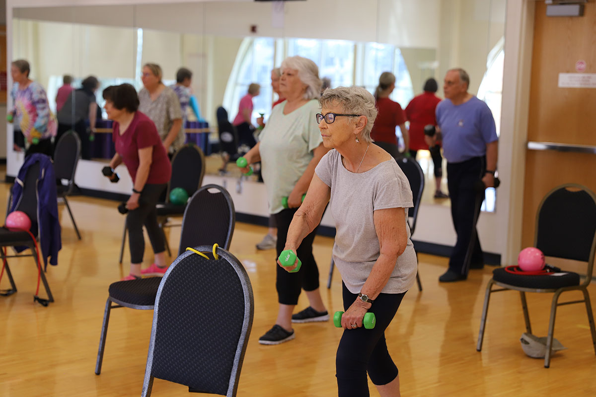 Community members taking a fitness class