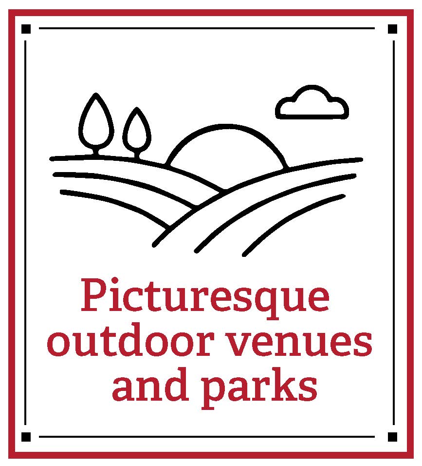 Picturesque outdoor parks and venues 