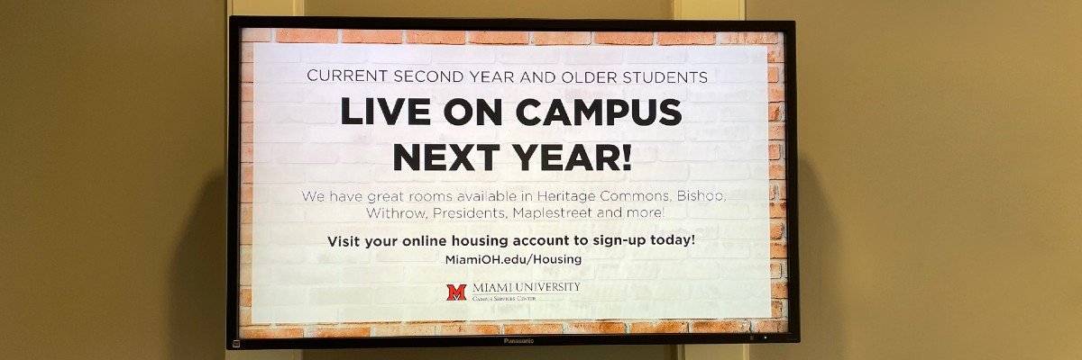  Digital ad screen in residence hall