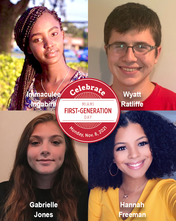 CAS First-Generation Students Immaculee Ingabire, Wyatt Ratliffe, Gabrielle Jones, and Hannah Freeman