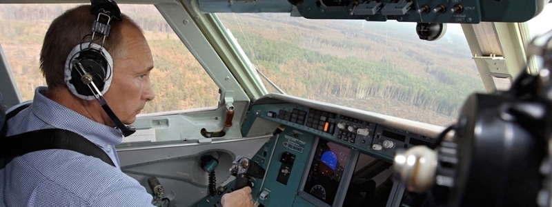 Putin piloting a plane