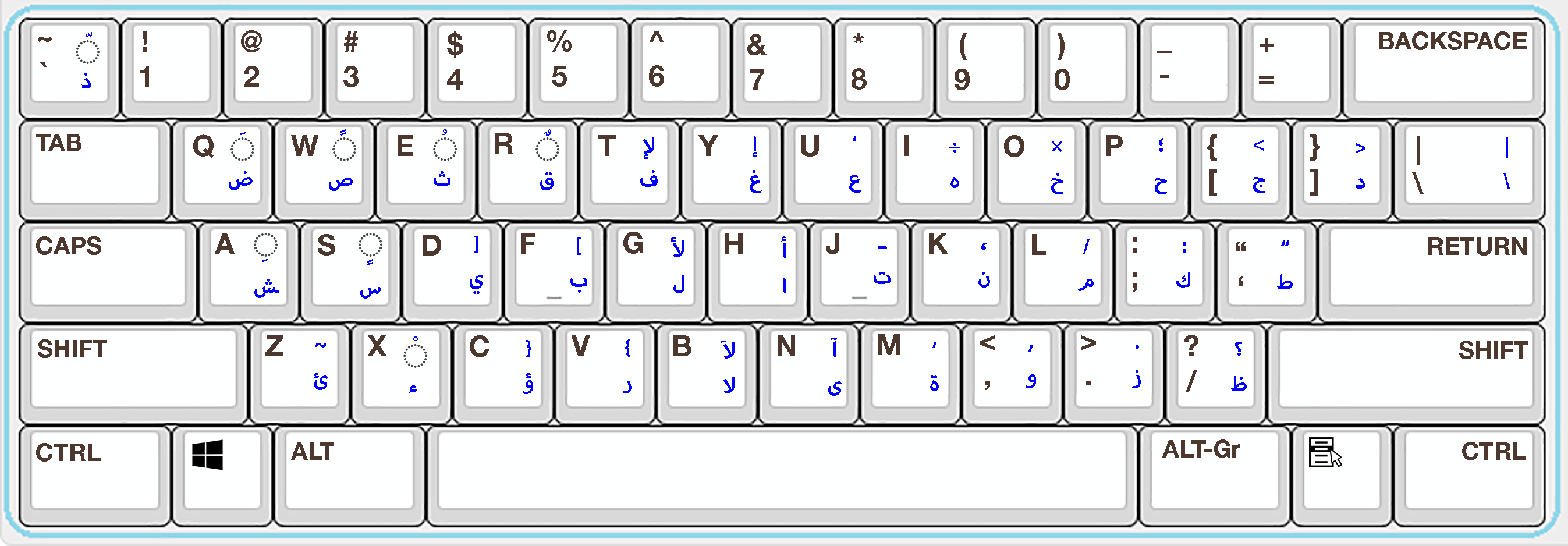 Standard Windows Arabic Keyboard Layout