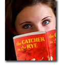 photo of Carissa Rae Fry reading 'Catcher in the Rye'