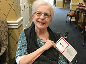 Resident at the Knolls of Oxford showing her PAL card