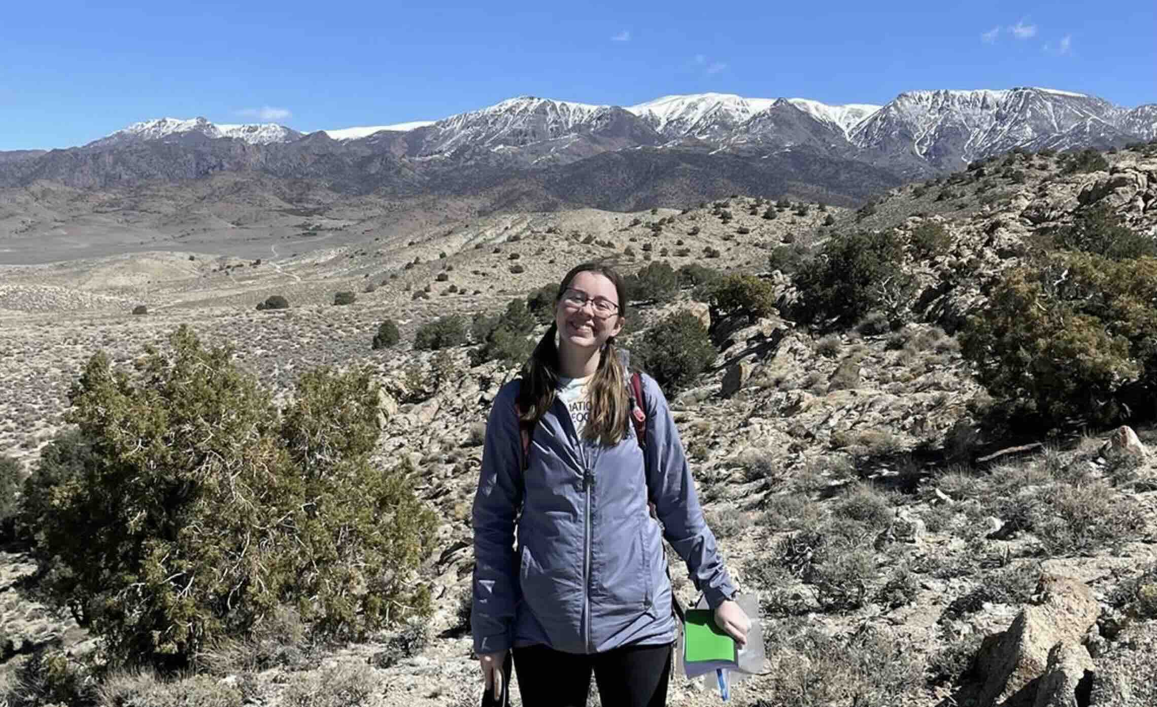Landon Stitle collecting samples in Nevada for the spring 2022 GSA conference