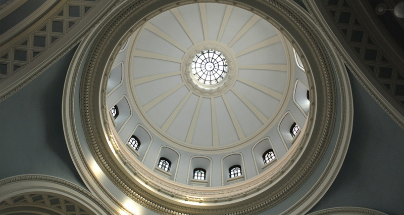  Interior view looking up into the dome