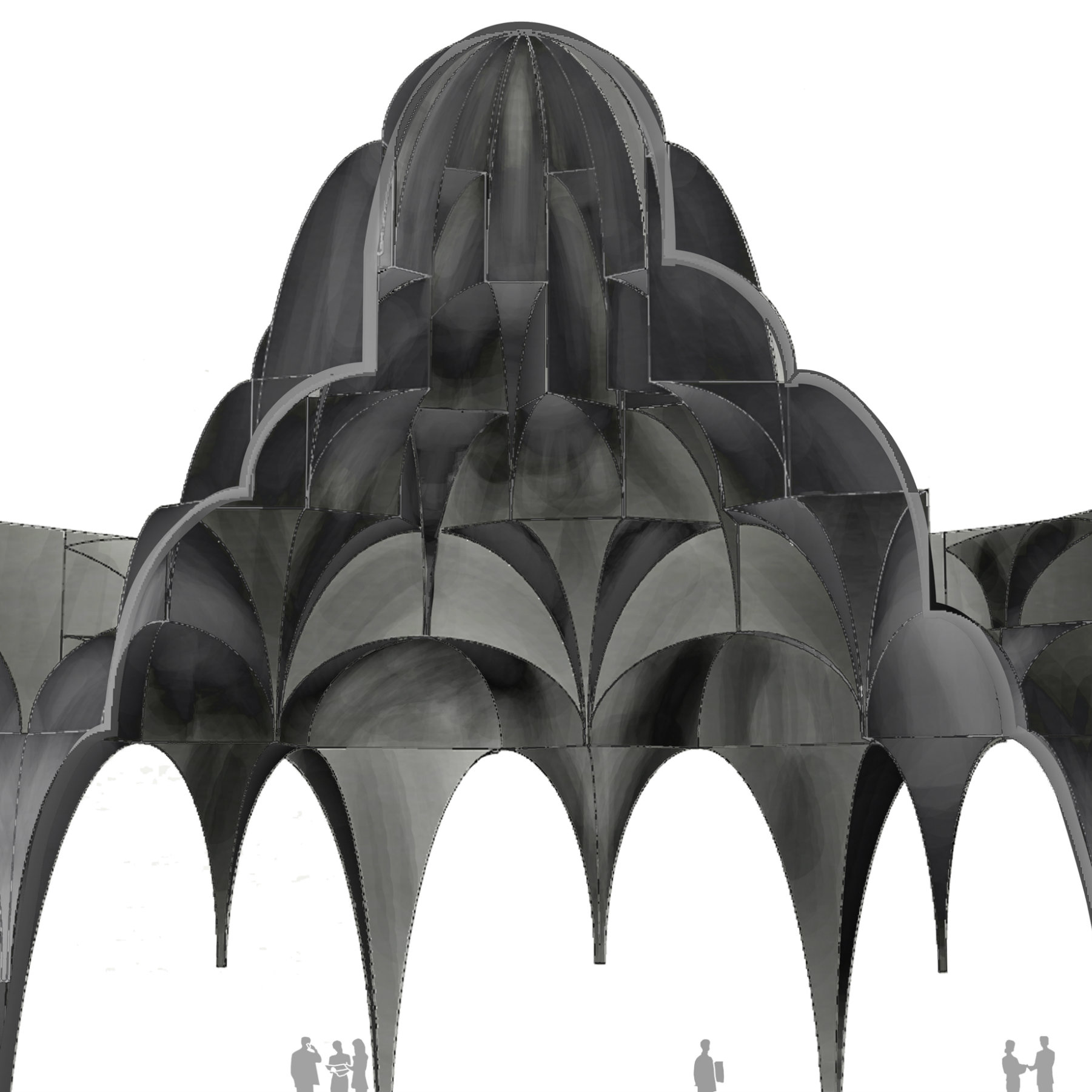 model of a grey domed pavilion