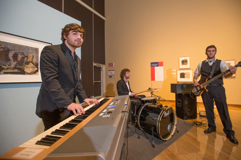 A rock band plays for the Winter Reception