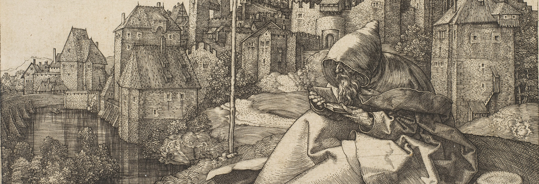 Detail from Albrecht Durer St. Anthony, 1519; engraving on paper, Miami University purchase, 1981.72