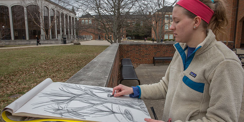  A student works on a sketch near the CPA