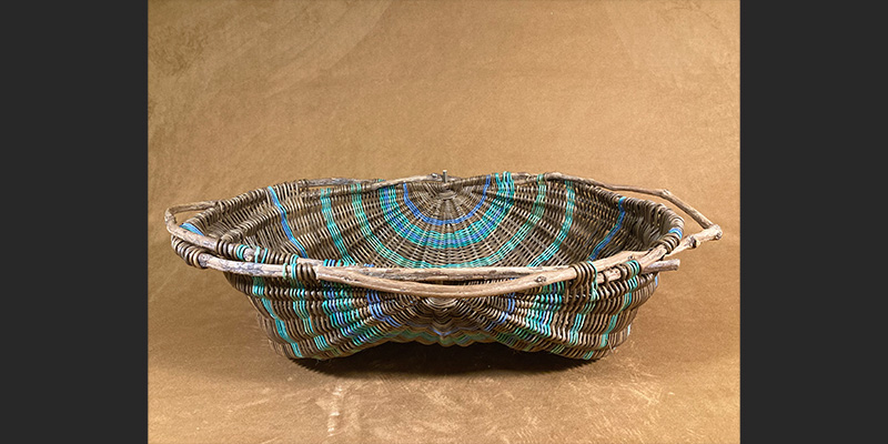  blue and brown woven basket