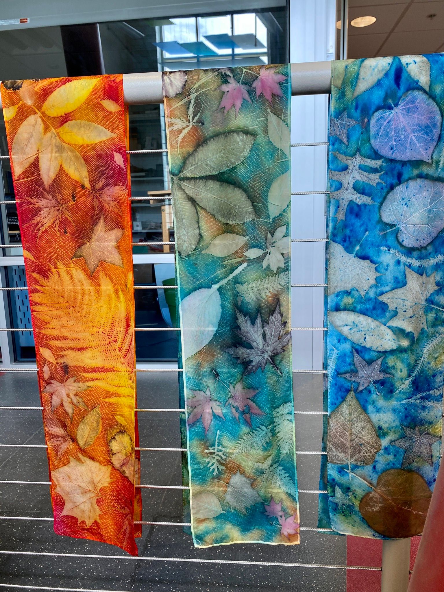 colorful scarves from Leah Tuscany's class